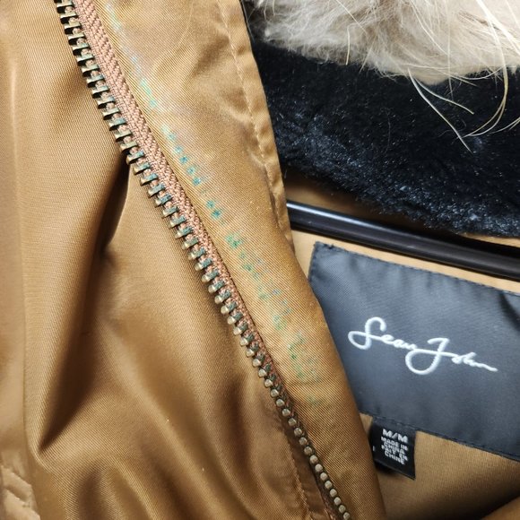 Sean John Full Zip Down Filled Puffer Jacket With Racoon Fur Hood Vintage Y2K - Picture 6 of 9